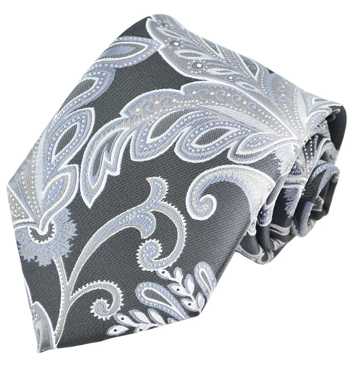 Charcoal and Grey Paisley 7-fold Silk Tie Set