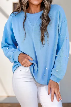 Chic Pearl Deco Drop Shoulder Sweatshirt