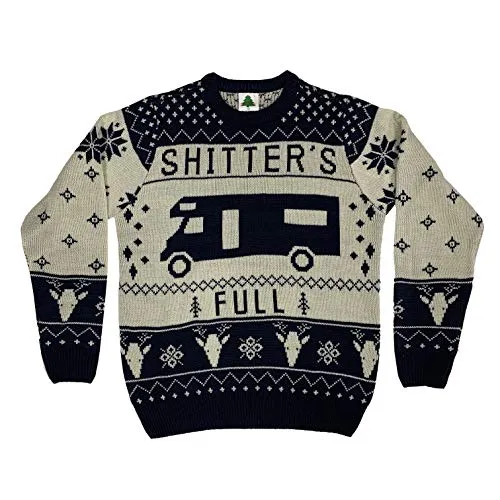 Christmas Vacation Shitter's Full Ugly Christmas Sweater Navy (X-Large)