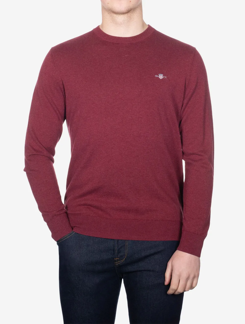 Classic Cotton Crew Neck Bordeaux Melange