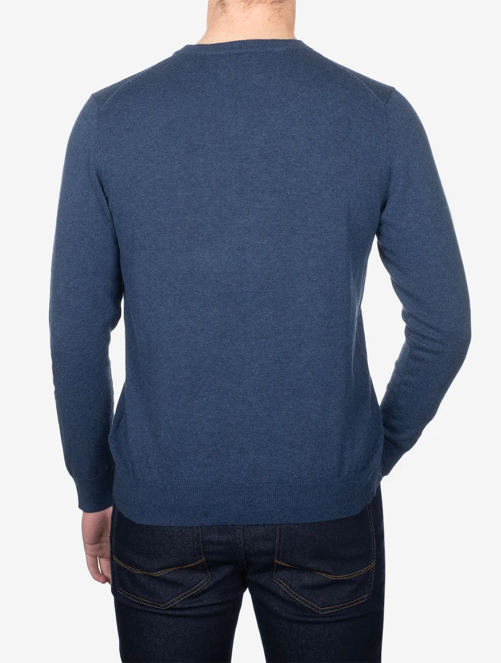 Classic Cotton Crew Neck Dark Jeansblue Melange