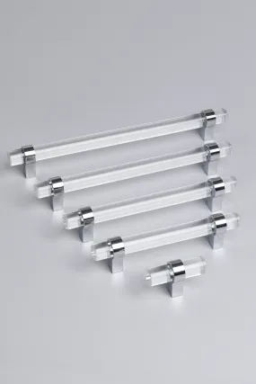 Clear Glass Cabinet Bar Handles With Chrome Finish