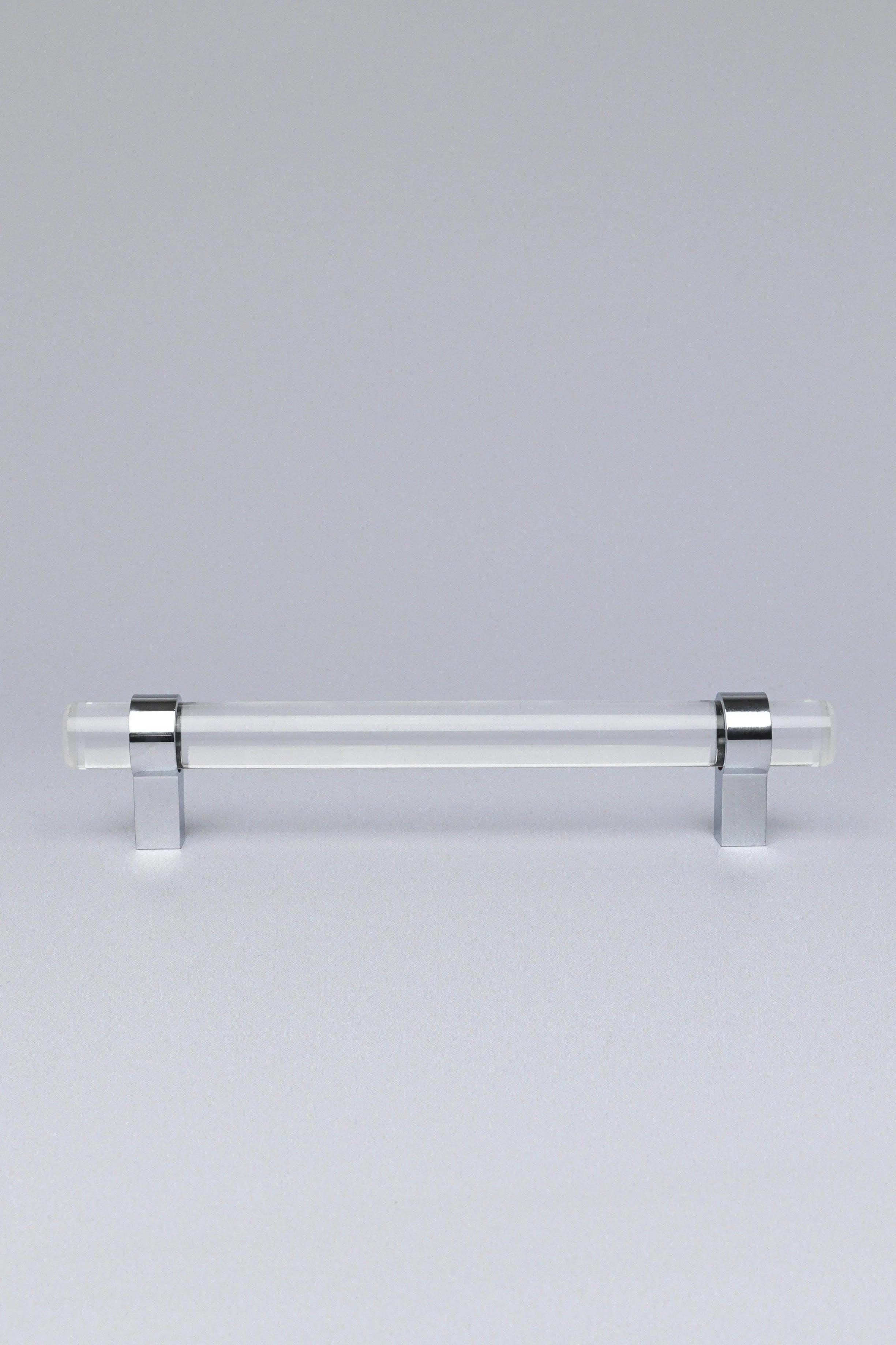 Clear Glass Cabinet Bar Handles With Chrome Finish