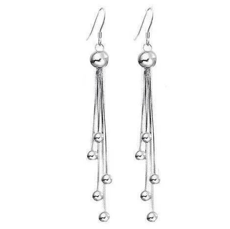 Comets Silver Bead Chain Earrings