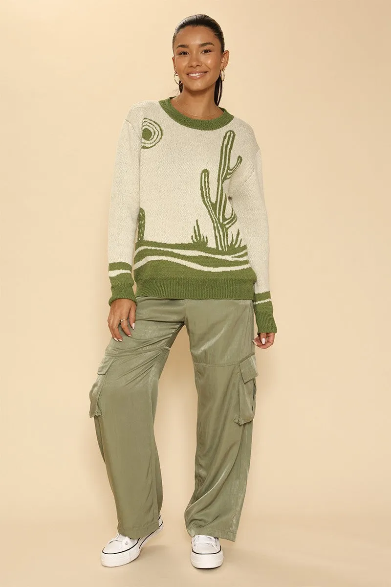 Desert cactus knit sweater