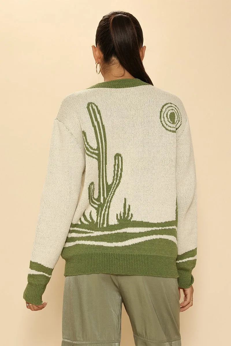 Desert cactus knit sweater