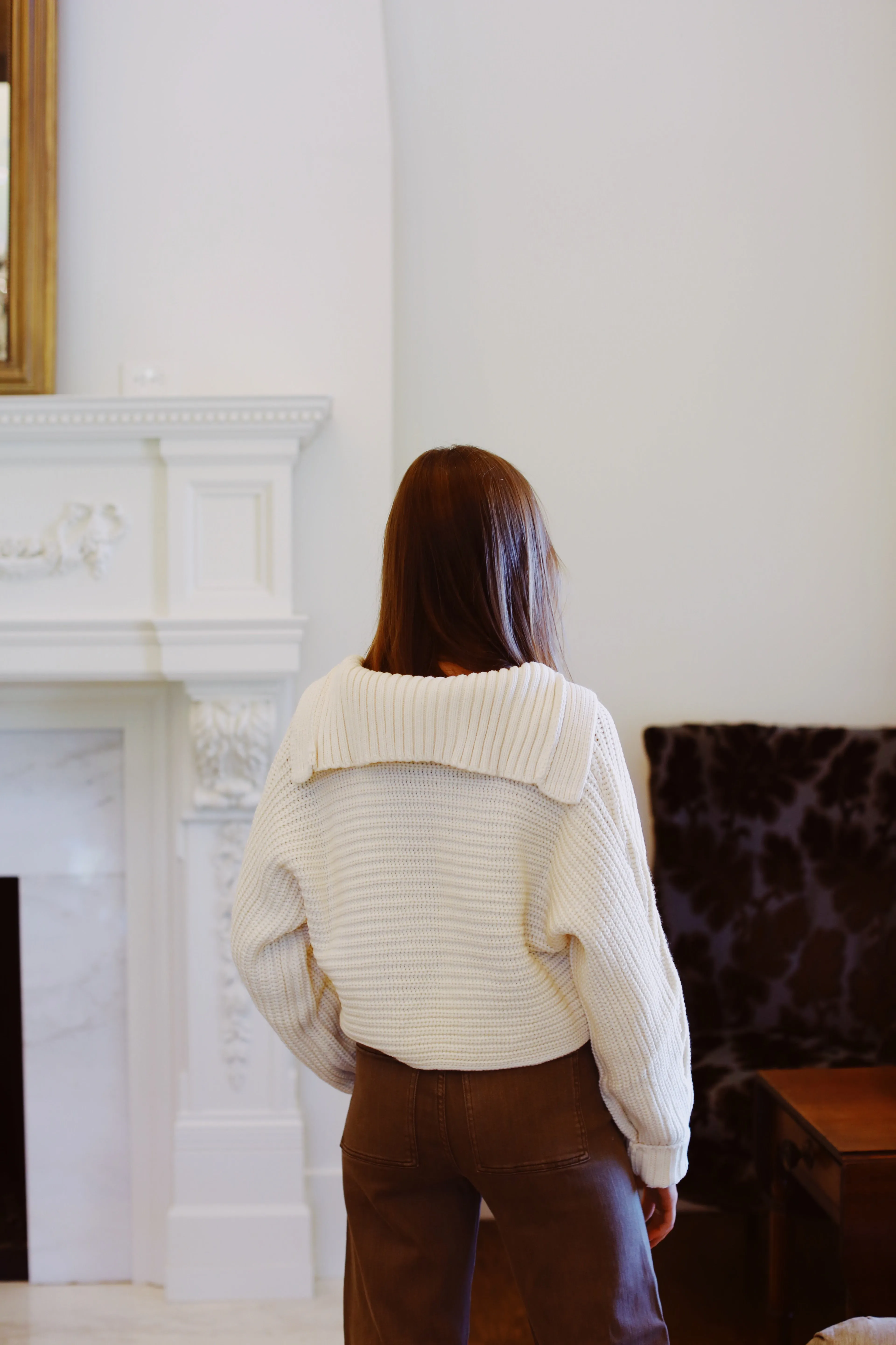 Drama Collared Sweater - Cream