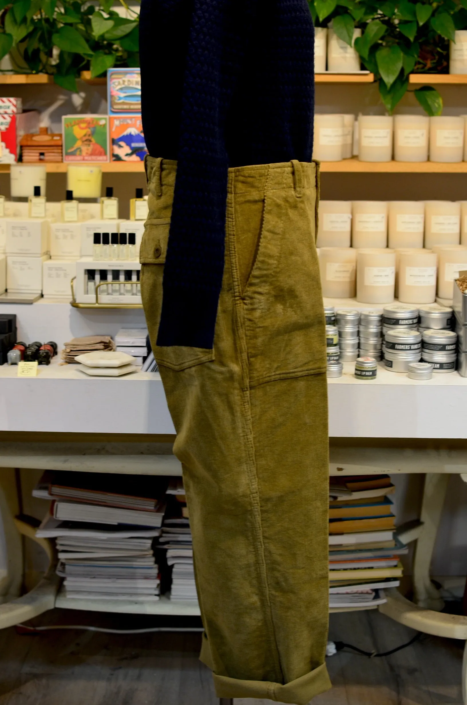 EAST HARBOUR SURPLUS - TEXAS CORDUROY FATIGUE PANTS (GREEN)