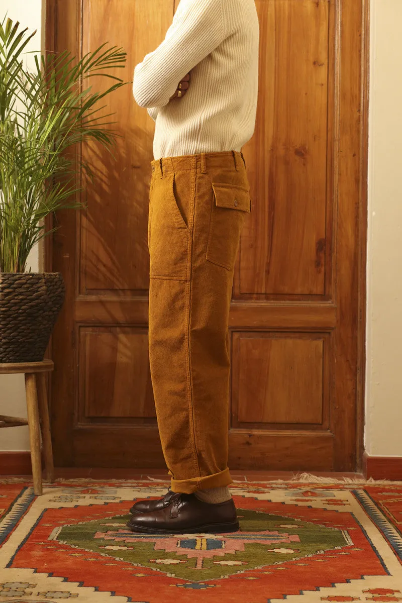 EAST HARBOUR SURPLUS - TEXAS CORDUROY FATIGUE PANTS (MUSTARD)