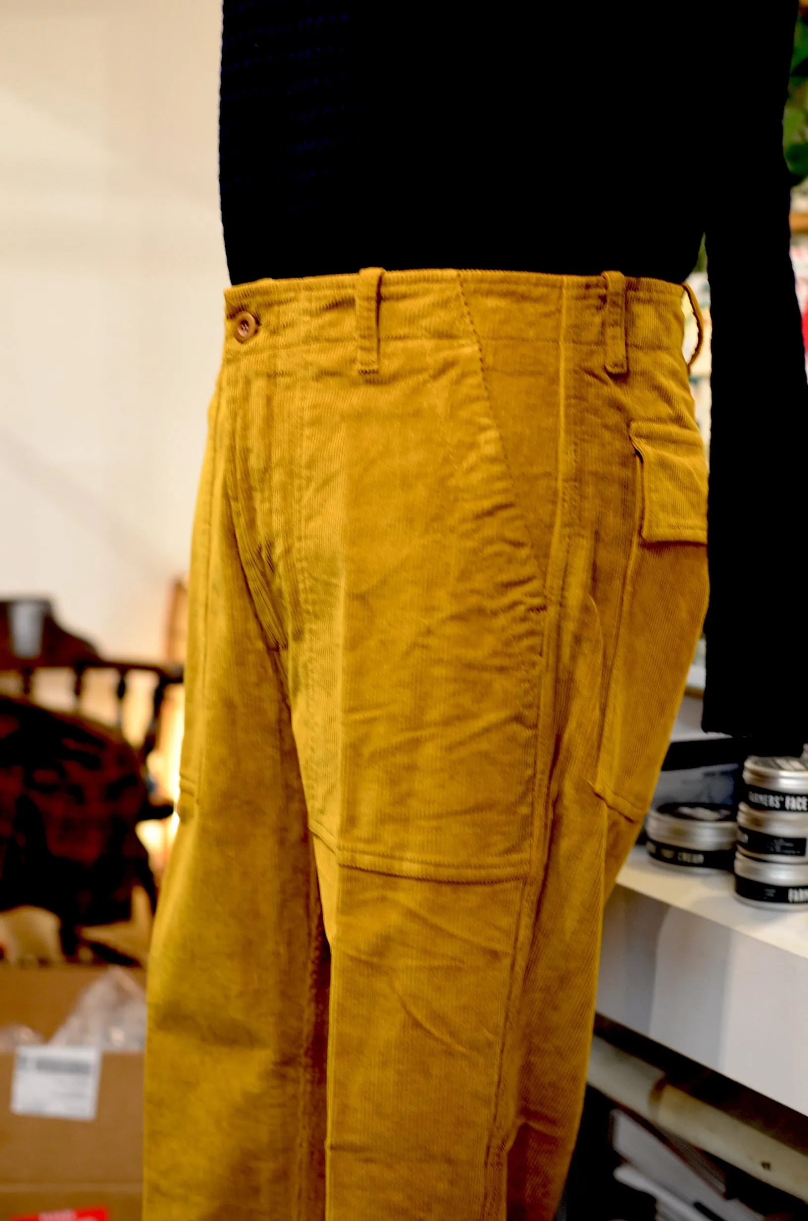 EAST HARBOUR SURPLUS - TEXAS CORDUROY FATIGUE PANTS (MUSTARD)