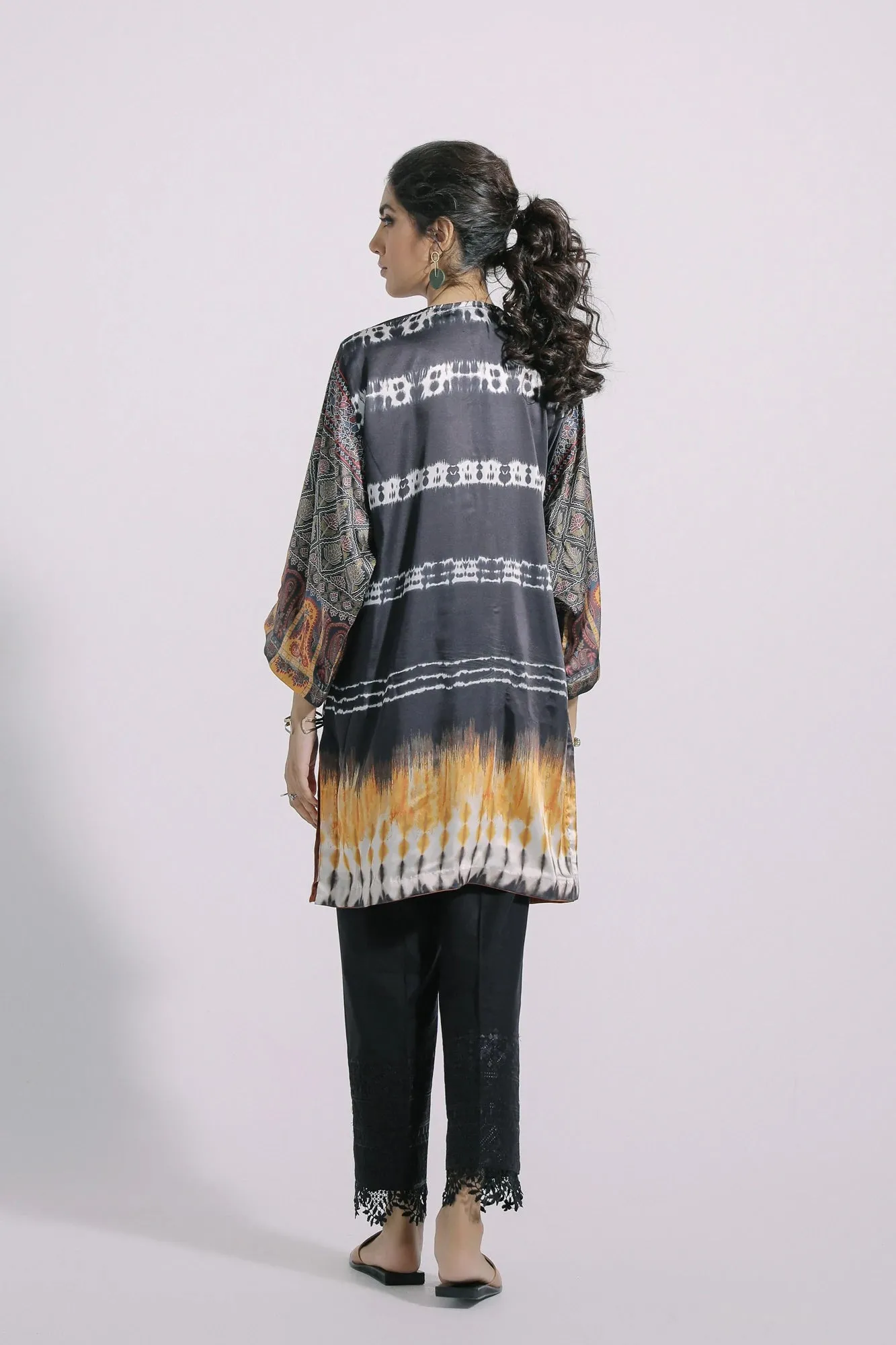 Ethnic Black Printed Silk Shirt