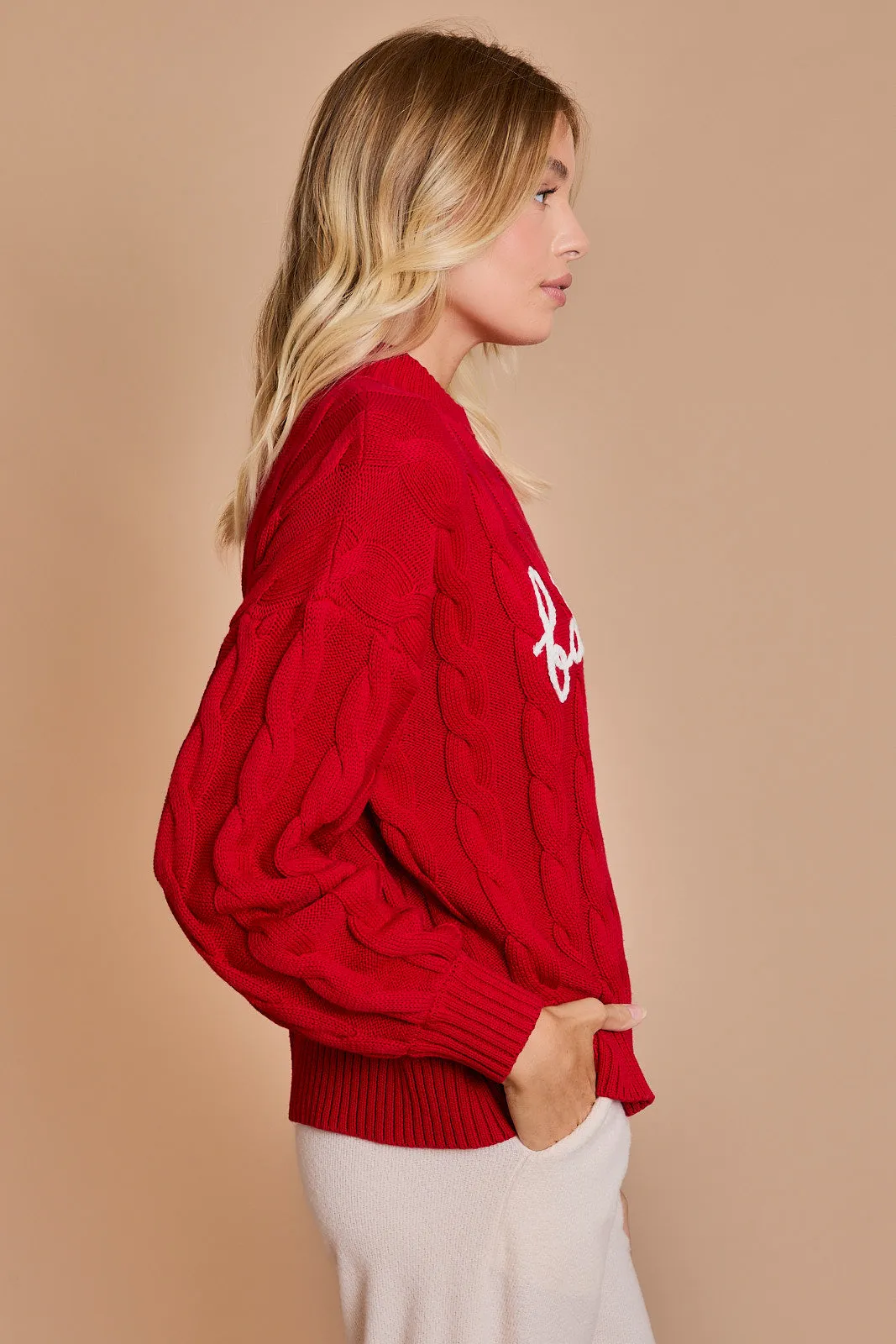 Falala Cable Sweater - Red