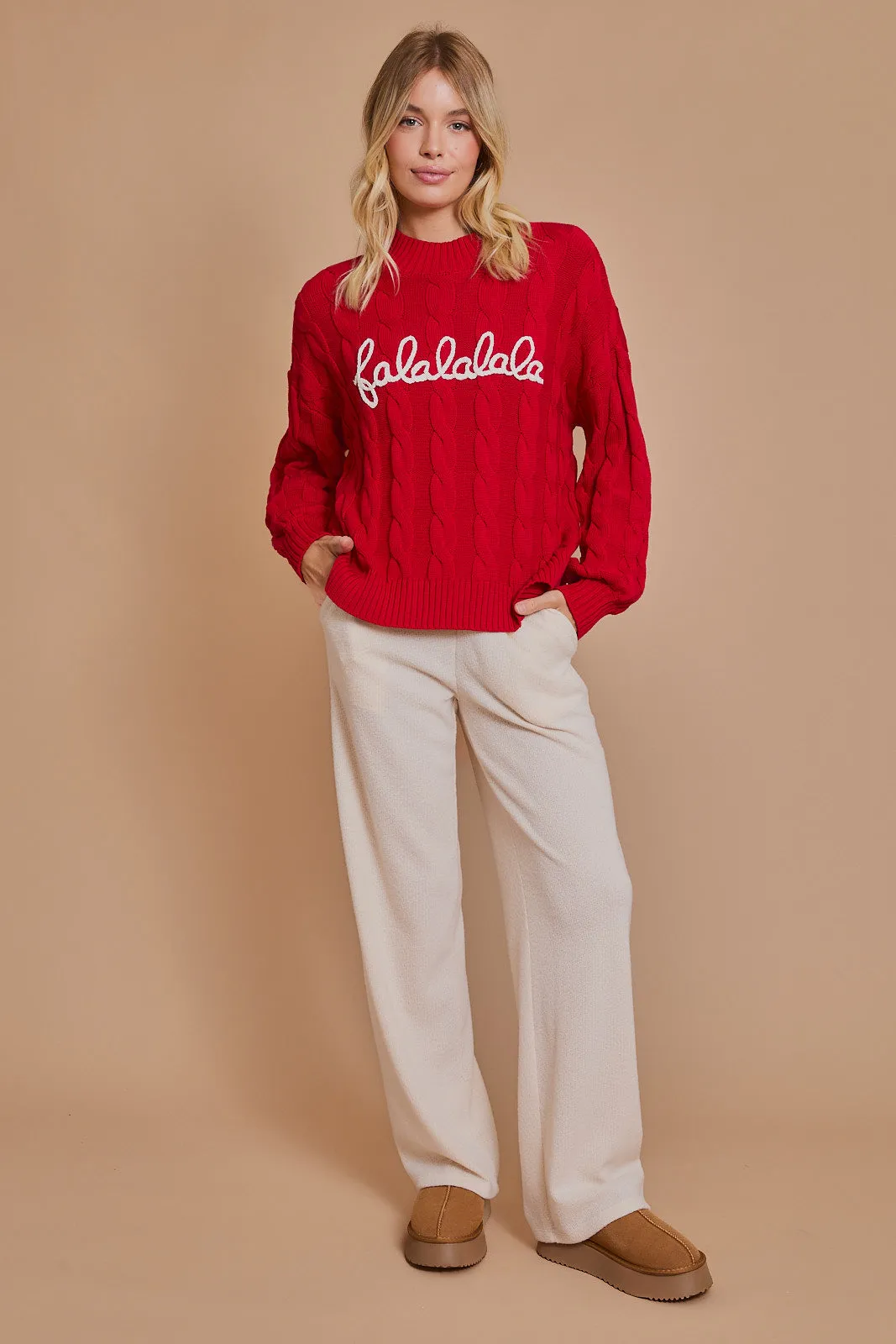 Falala Cable Sweater - Red