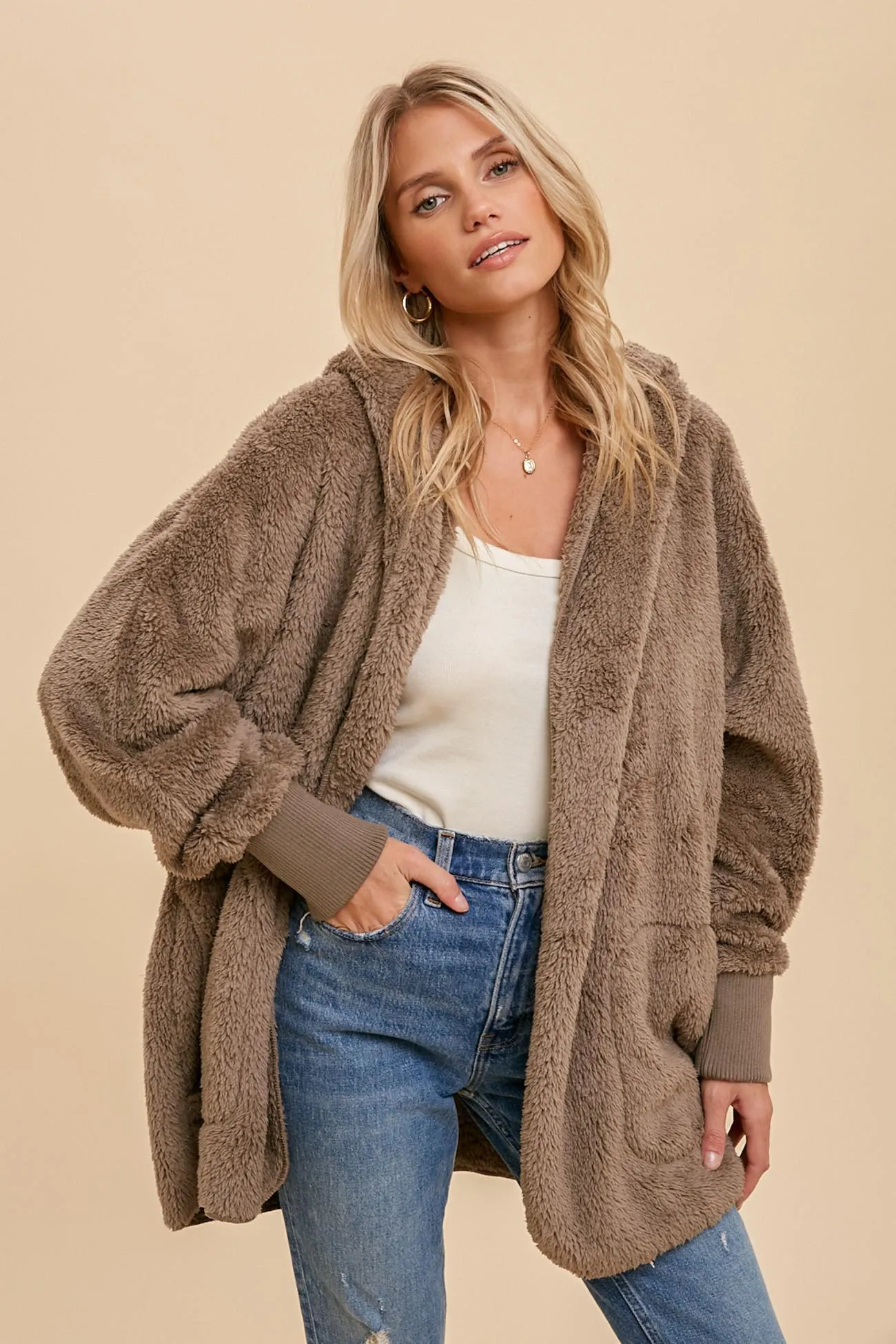 Fallon Fur Hooded Jacket || Ash