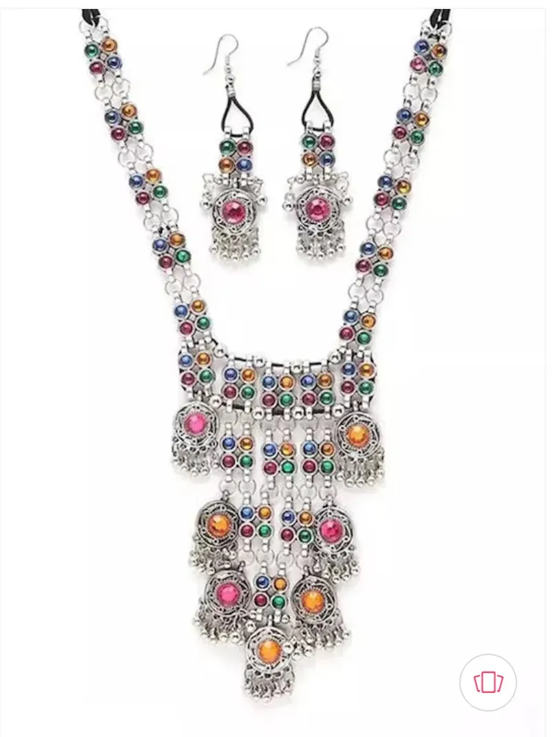 Fashionable Silver-Plated Oxidised Silver Jewellery Set Combo of 2