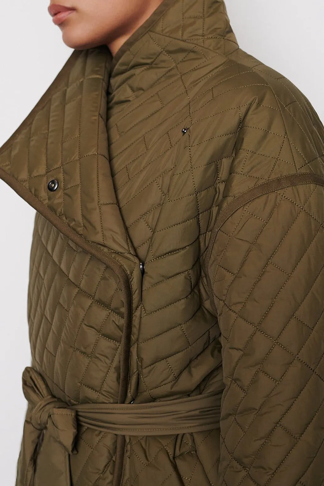 Frame - Quilted Drape Neck Jacket