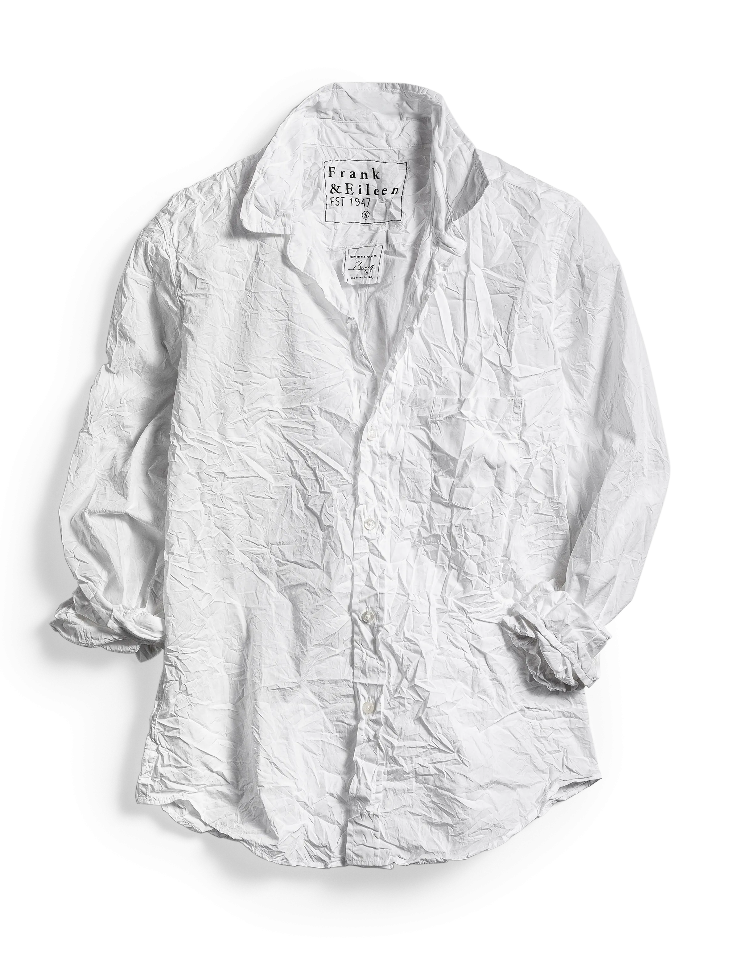 Frank & Eileen - Barry Woven Button Up in White Crinkle Superfine