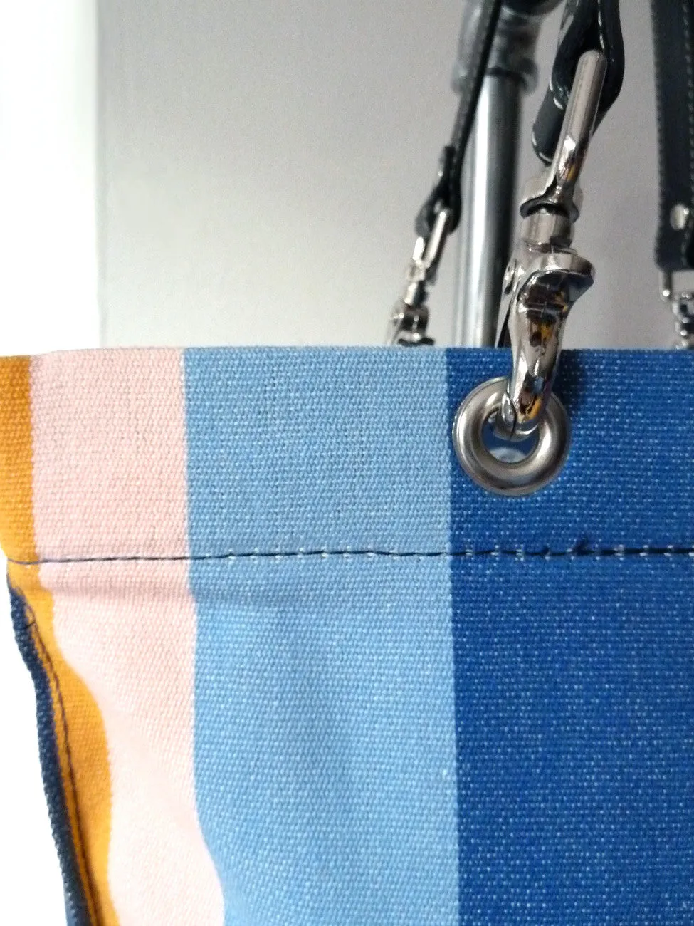 French Cotton Stripe Bags Blue Orange Color Block