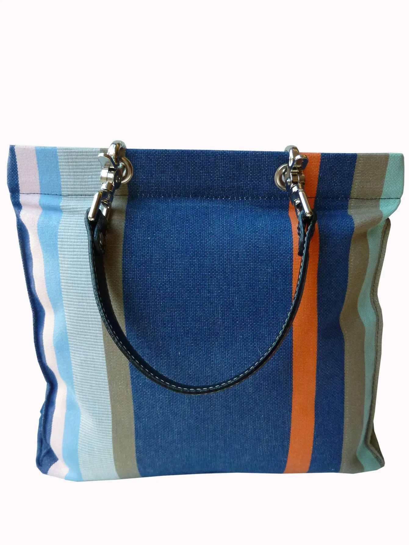 French Cotton Stripe Bags Blue Orange Color Block