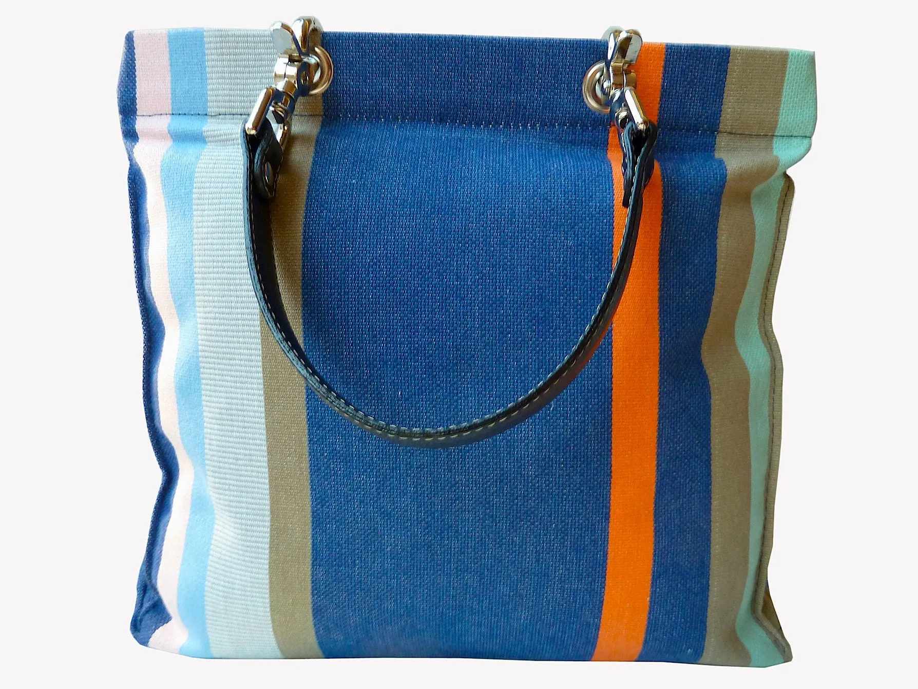 French Cotton Stripe Bags Blue Orange Color Block