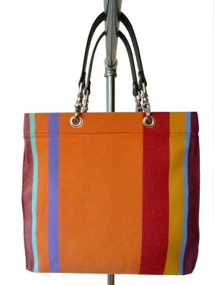 French Cotton Stripe Bags Orange Color Block