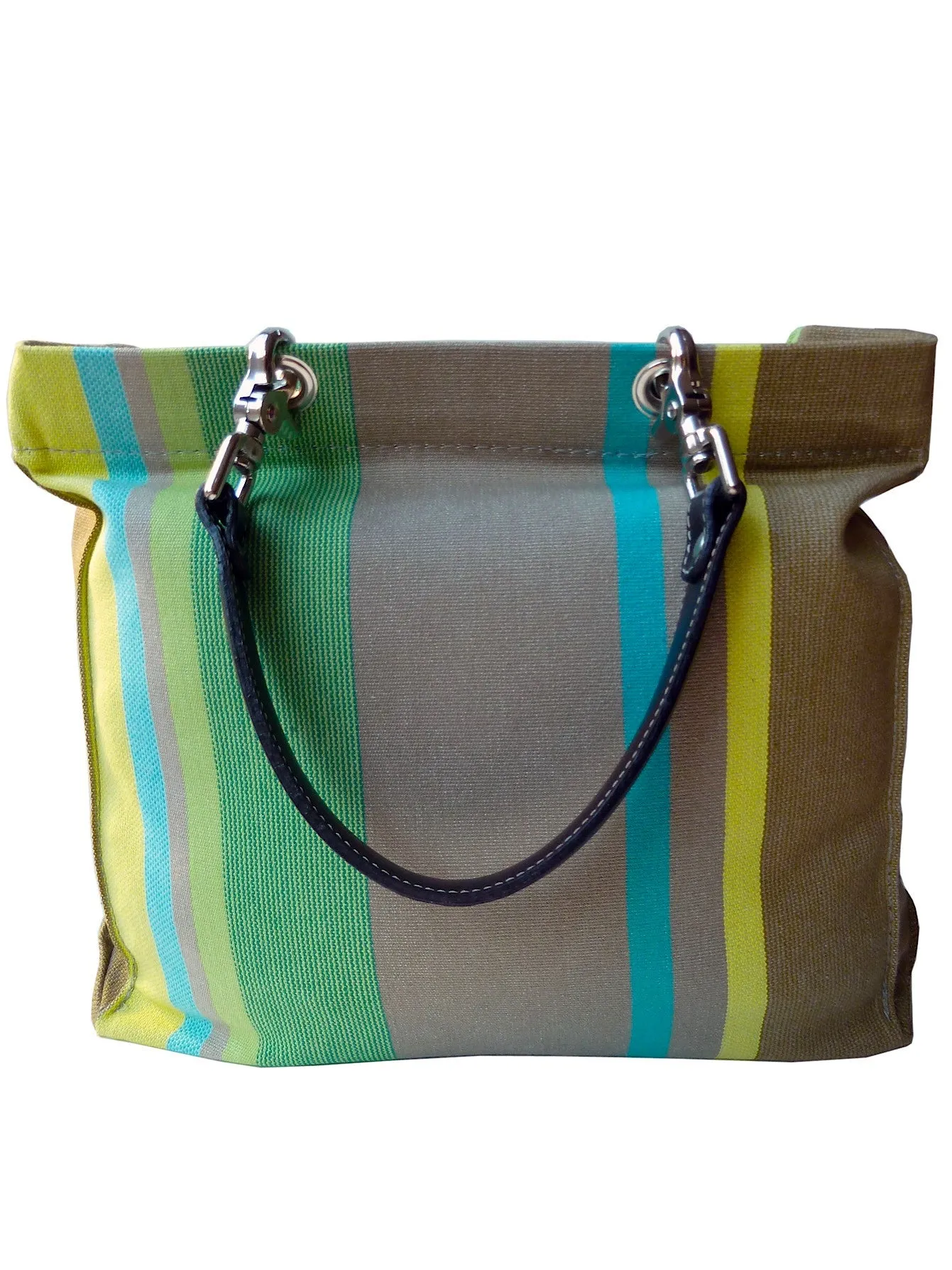 French Cotton Stripe Bags Taupe Stripe Color Block