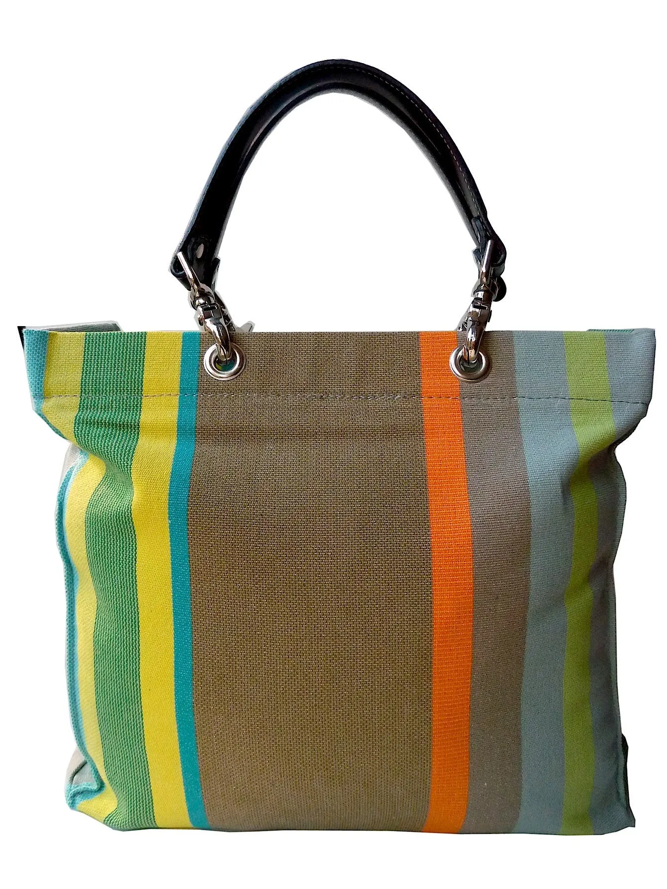 French Cotton Stripe Bags Taupe Stripe Color Block