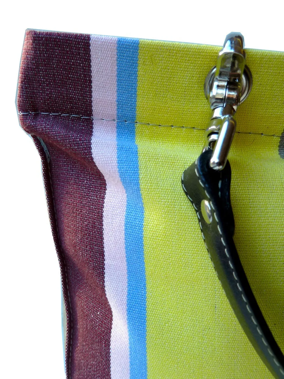 French Cotton Stripe Bags Taupe Stripe Color Block