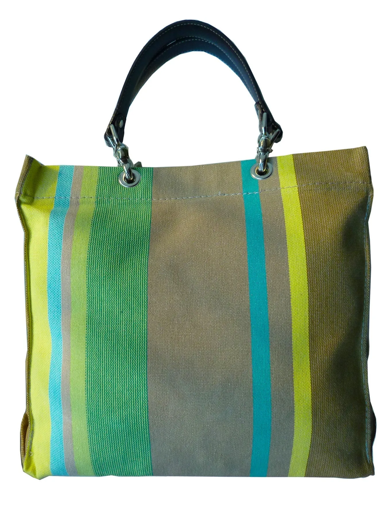 French Cotton Stripe Bags Taupe Stripe Color Block