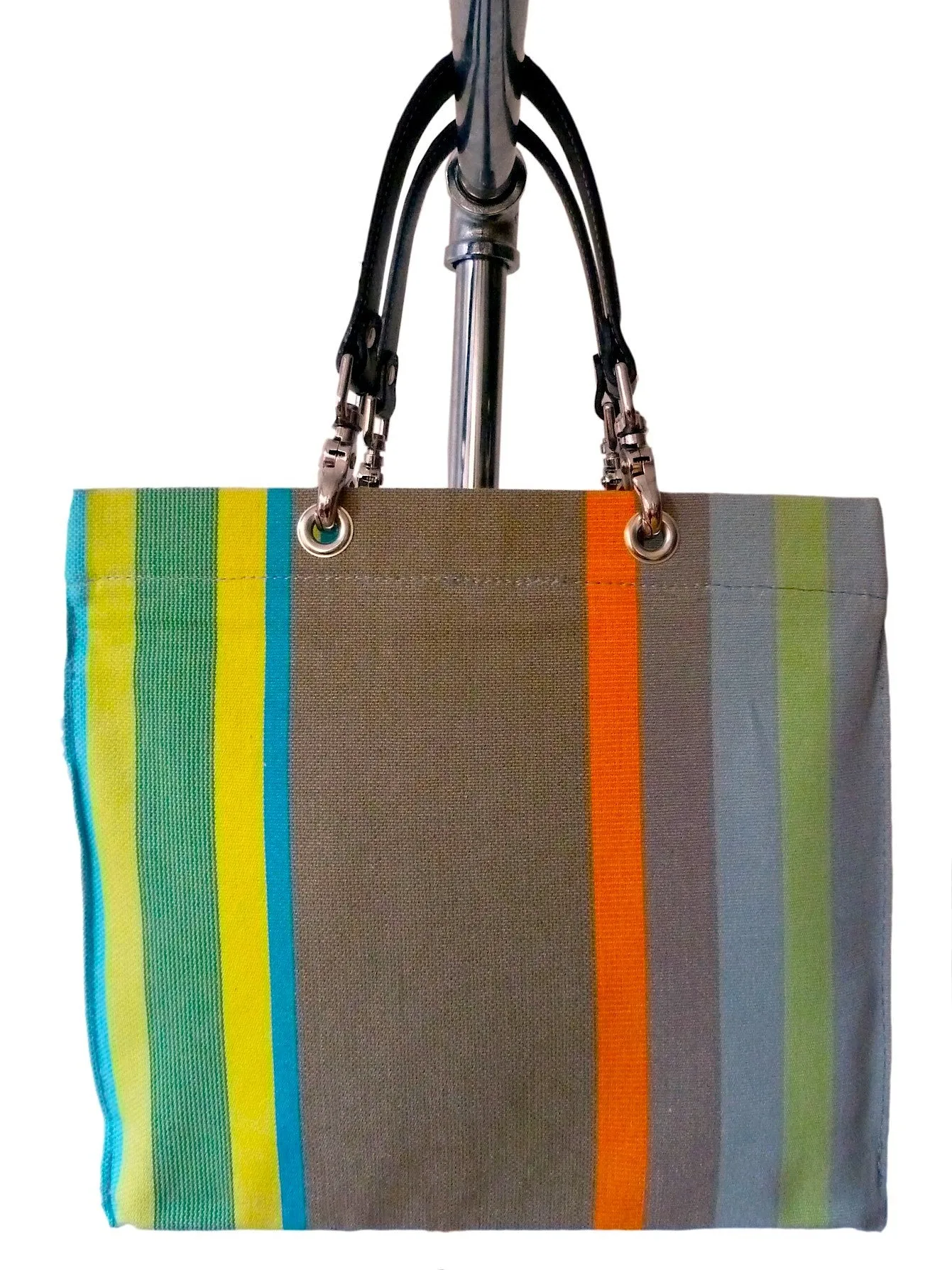 French Cotton Stripe Bags Taupe Stripe Color Block