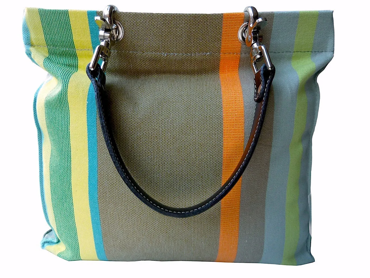 French Cotton Stripe Bags Taupe Stripe Color Block