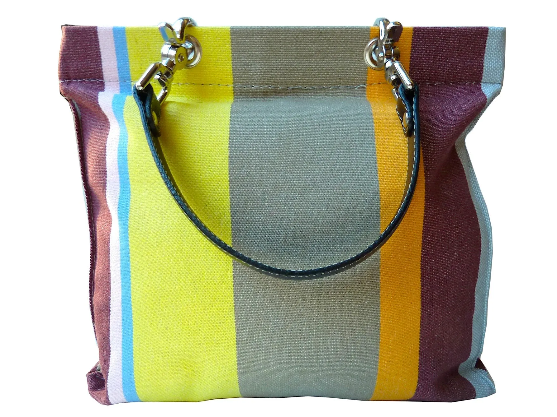 French Cotton Stripe Bags Taupe Stripe Color Block