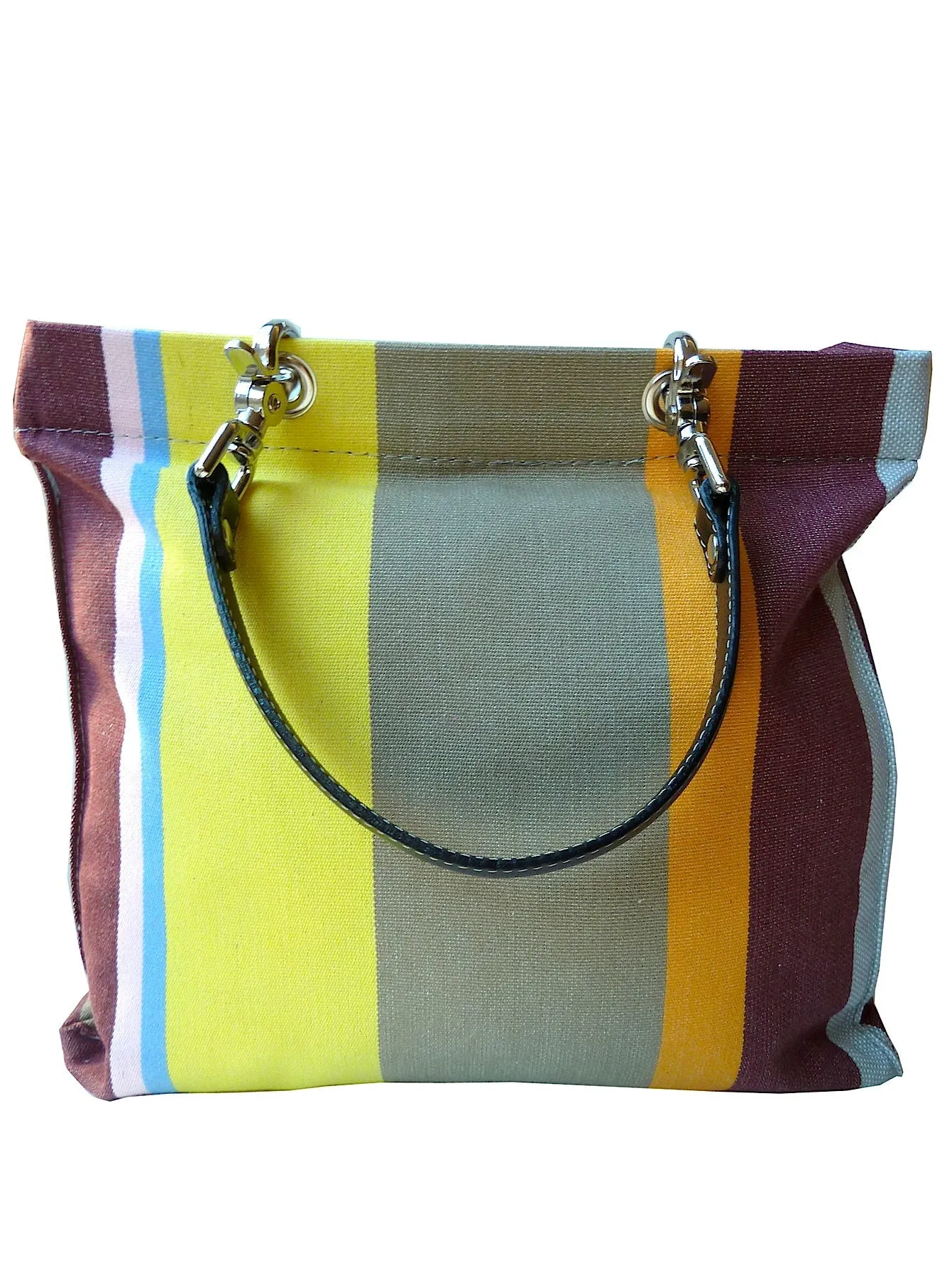 French Cotton Stripe Bags Taupe Stripe Color Block