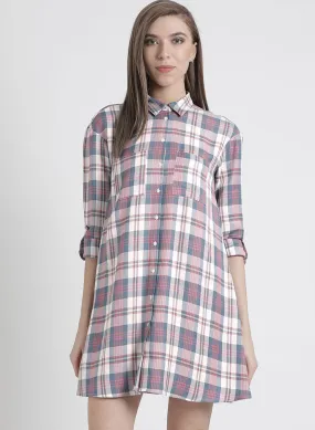 Full Sleeves Check Shirt Dress