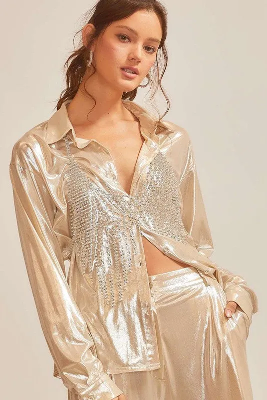 Gia metallic top, Gold