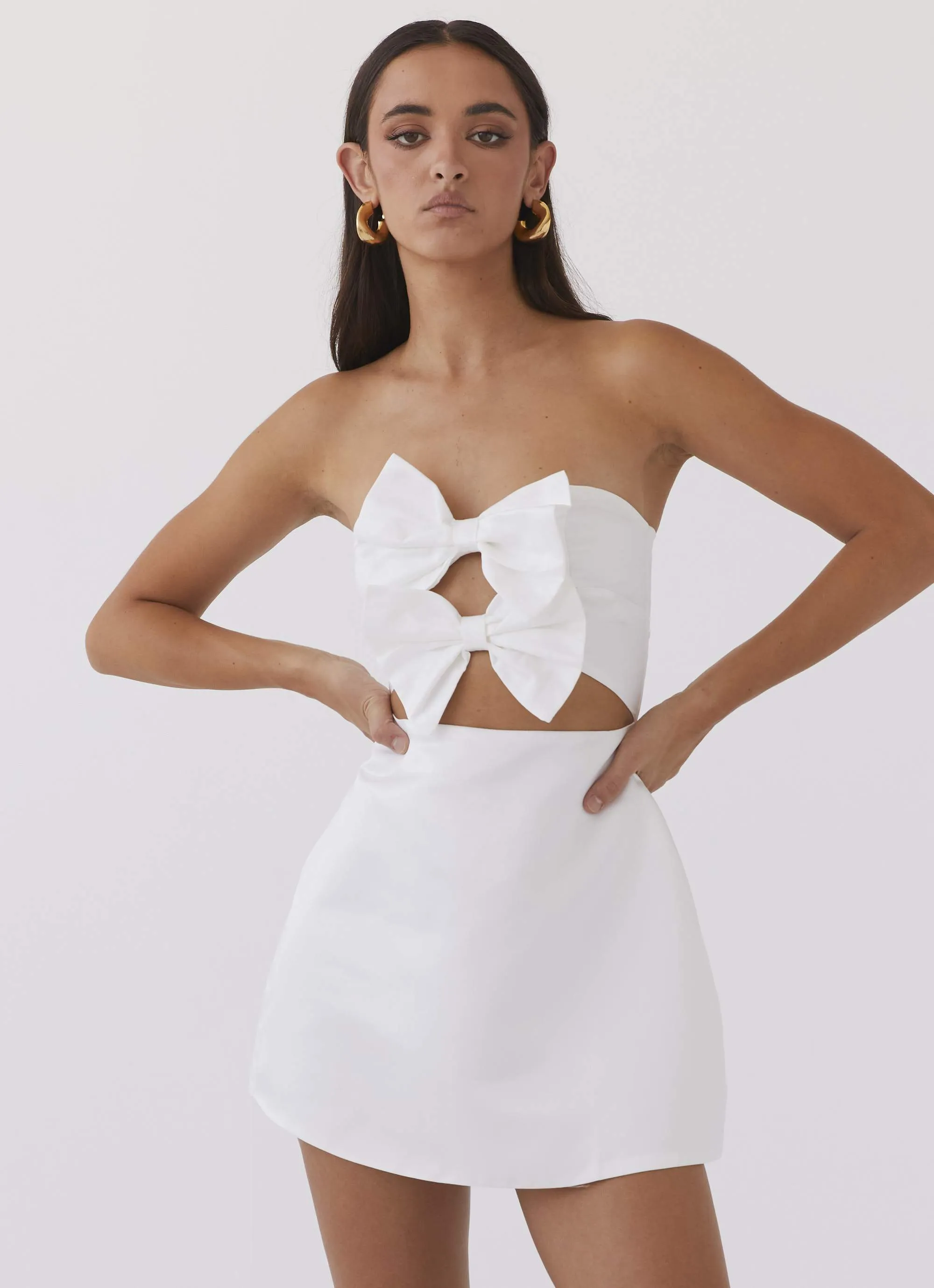 Girl Crush Bow Mini Dress - White