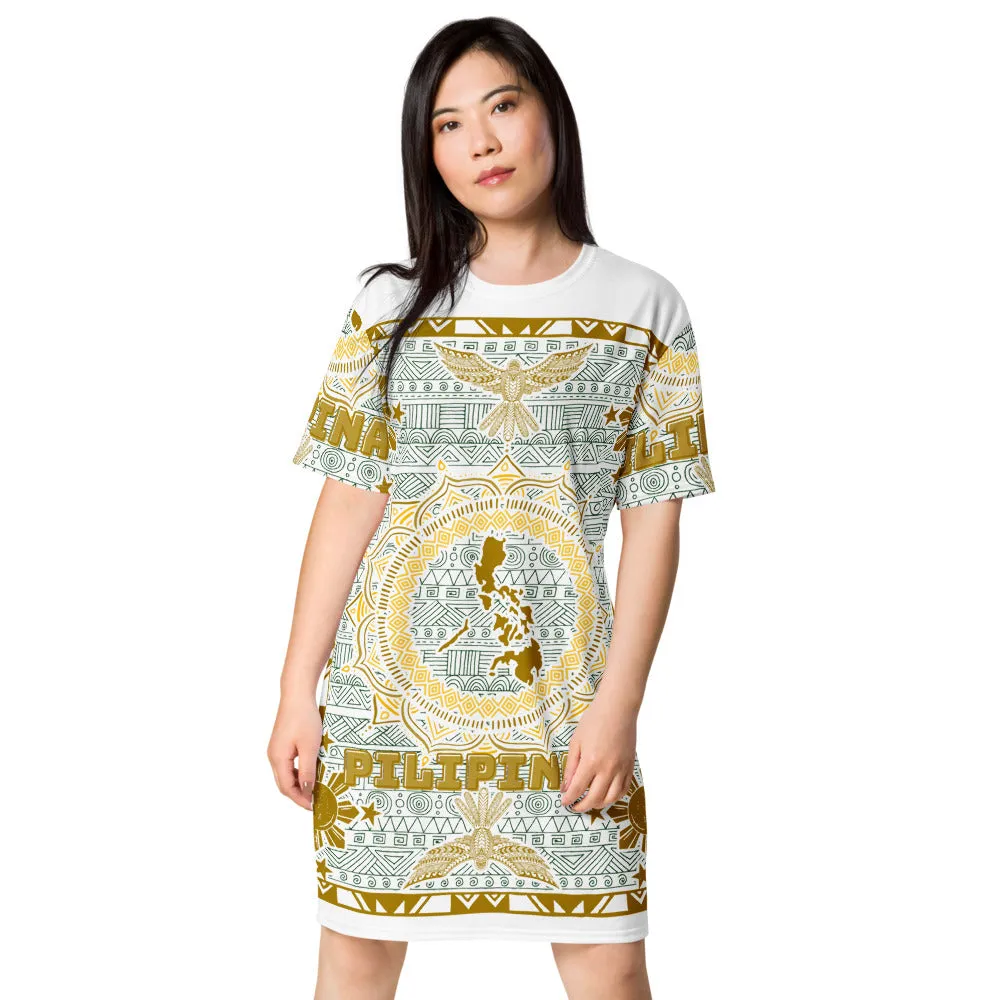 Graphic Philippine Map, Sun, Stars, and Eagle T-shirt Dress