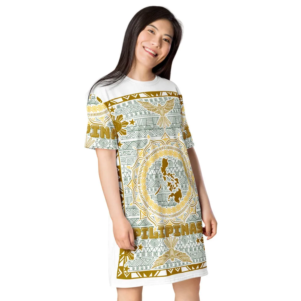 Graphic Philippine Map, Sun, Stars, and Eagle T-shirt Dress