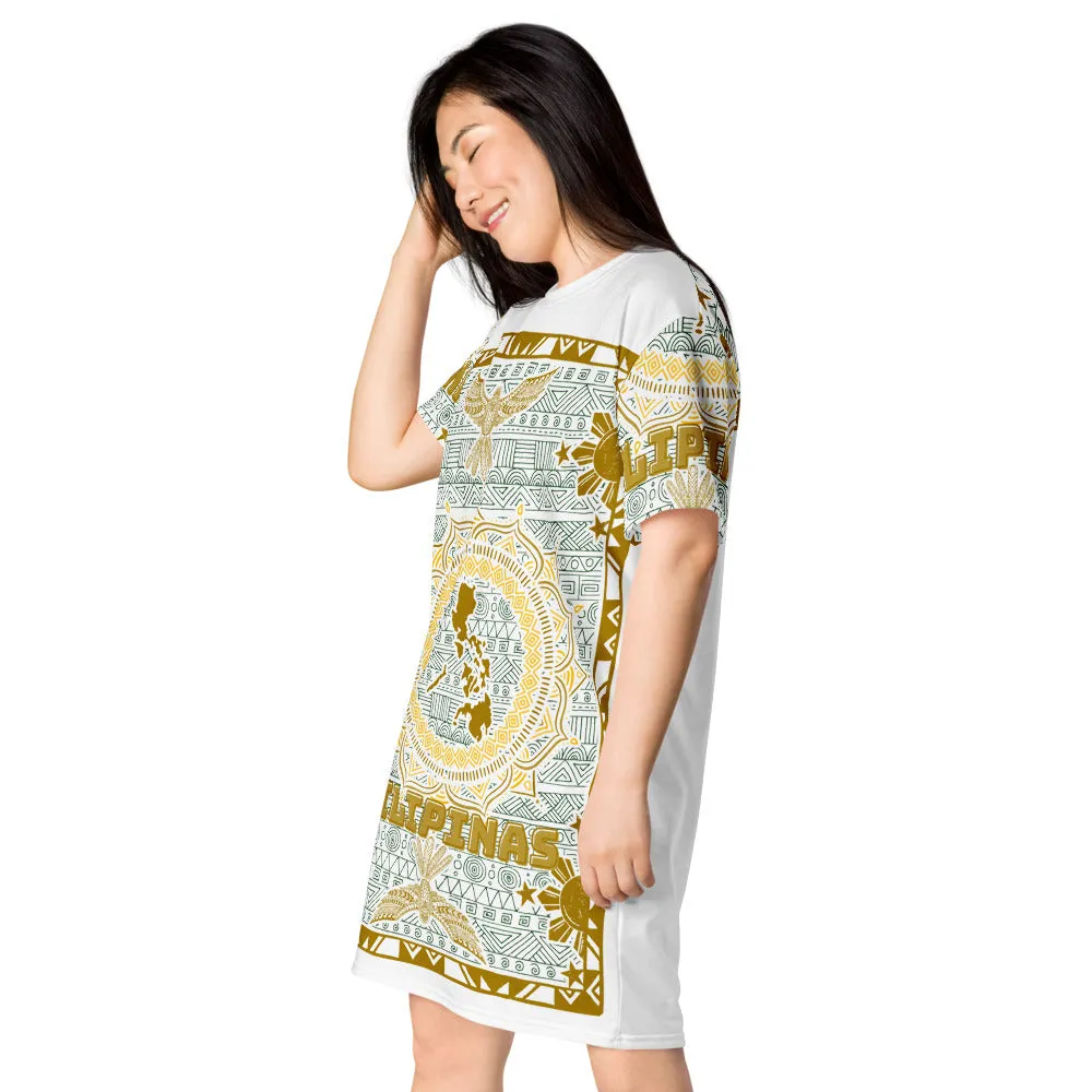 Graphic Philippine Map, Sun, Stars, and Eagle T-shirt Dress