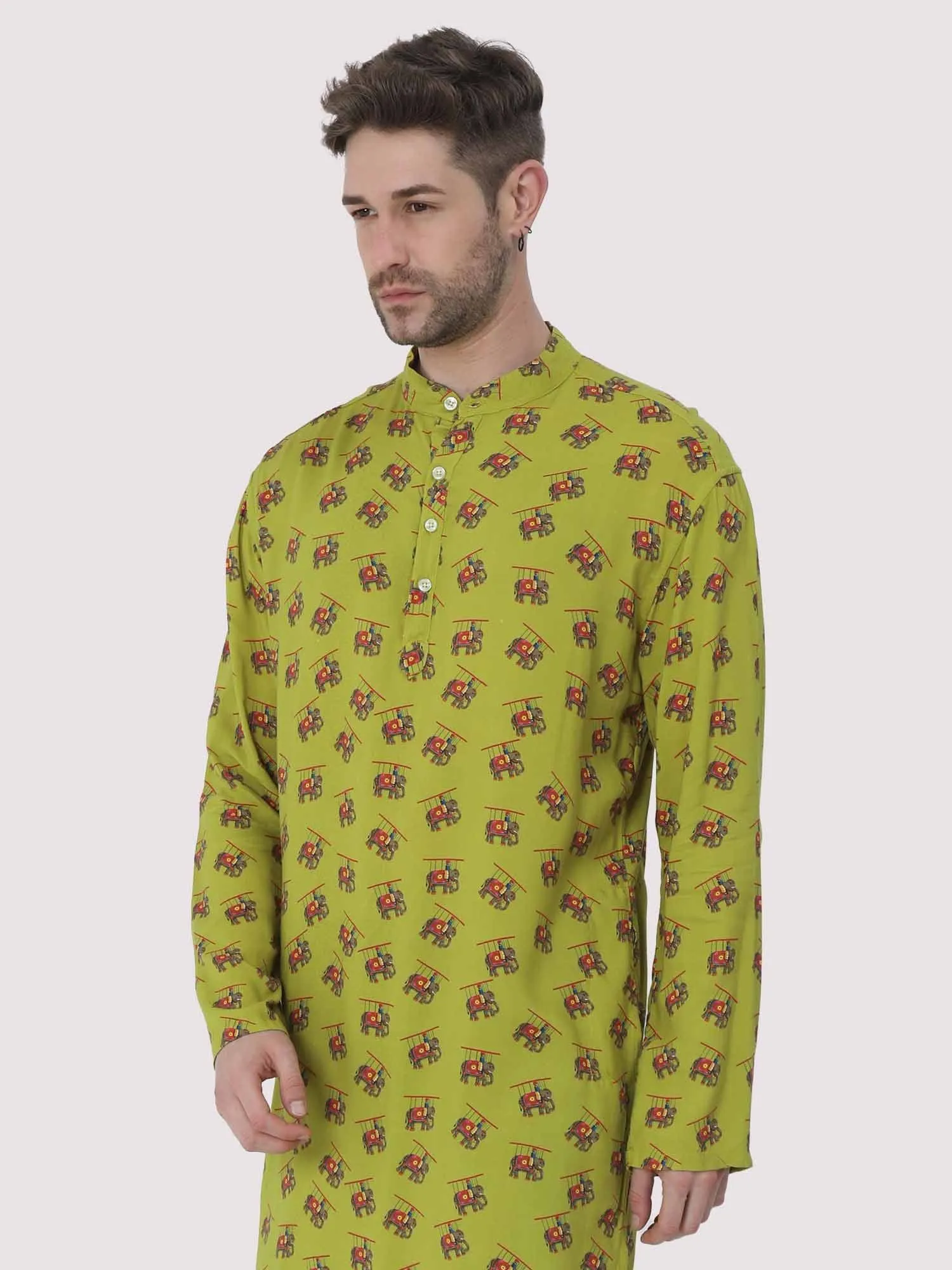 Green Floral Printed Kurta