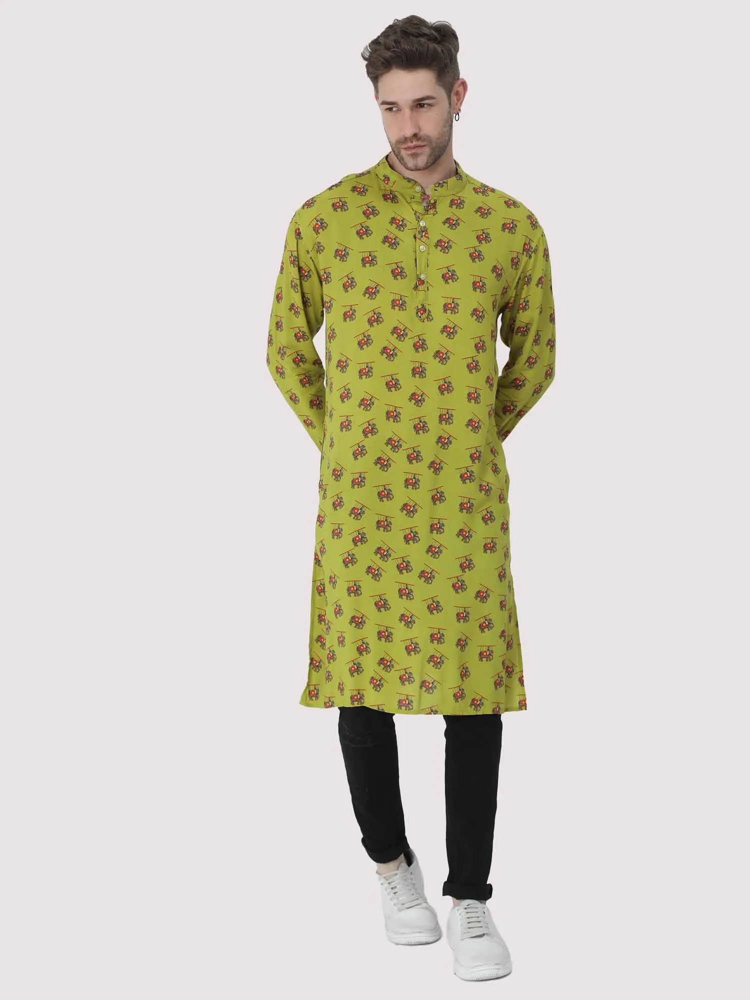 Green Floral Printed Kurta