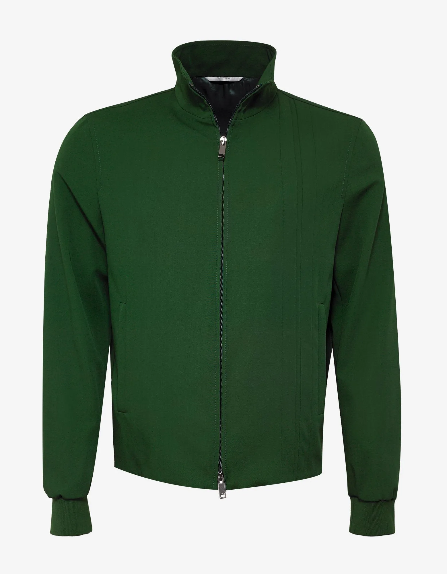 Green Track Jacket with Tonal Stripes