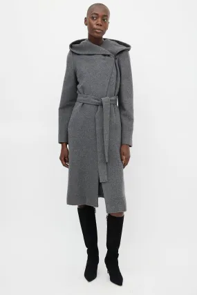 Grey Wool Shawl Hooded Coat