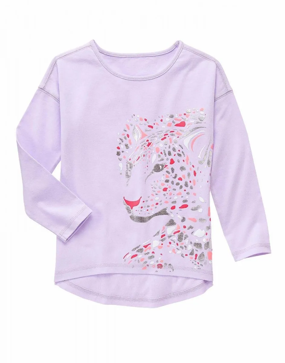 Gymboree Gymgo Girls Active Metallic Leopard Purple Shirt Large (10-12)