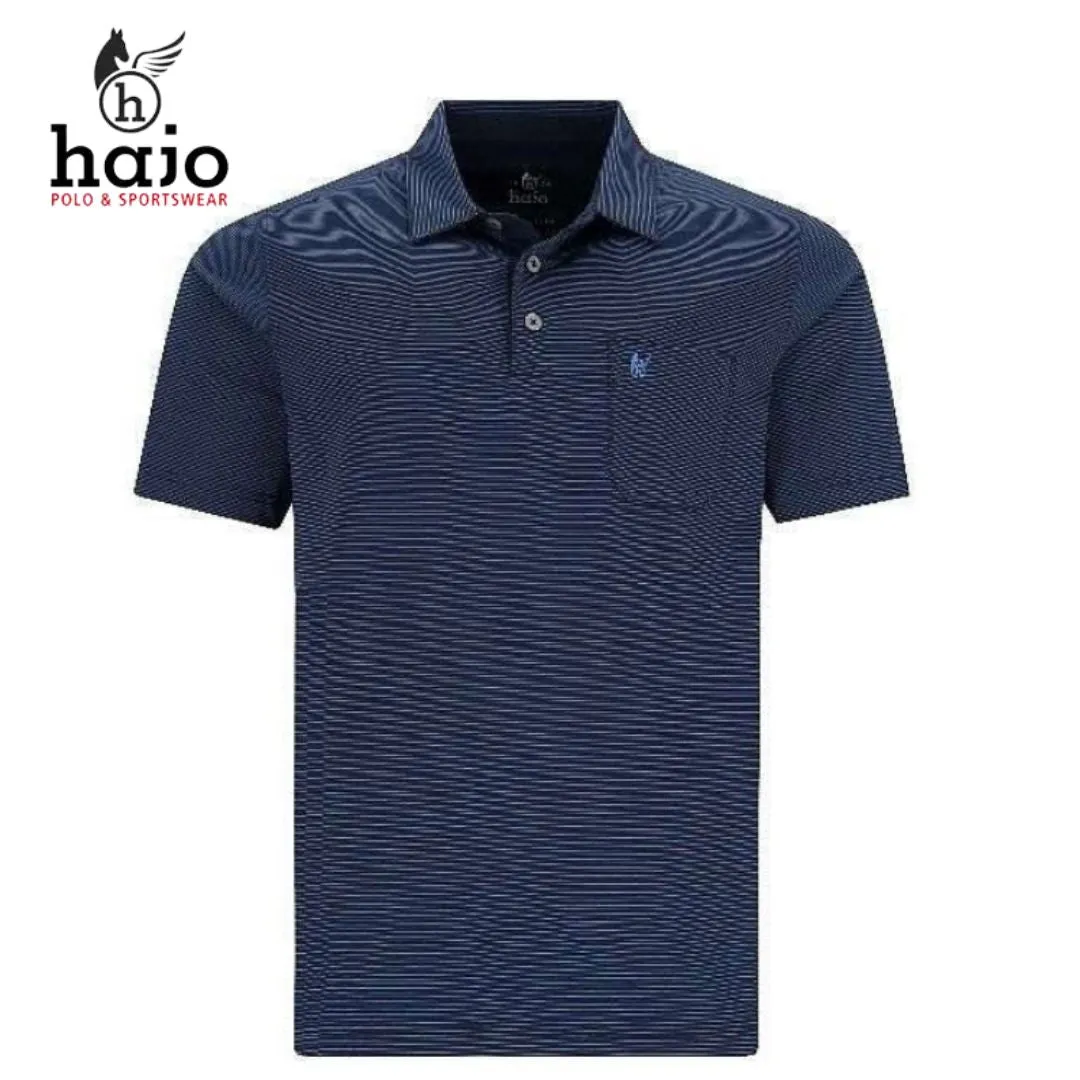 Hajo Motion Pro Blue Stripe Navy Polo Navy