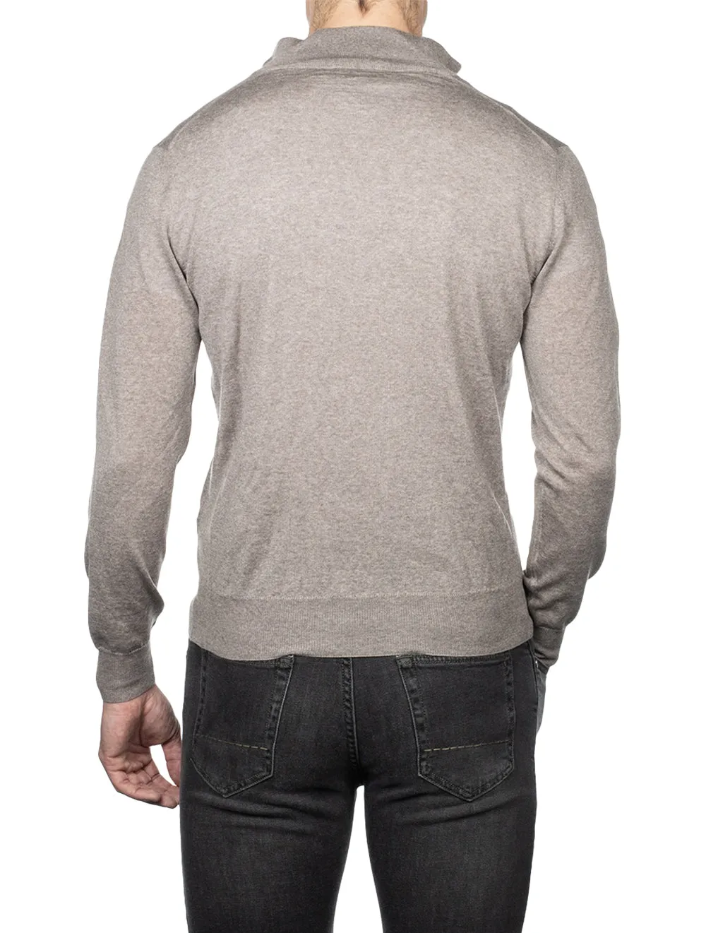 Half Zip Mock Neck Beige