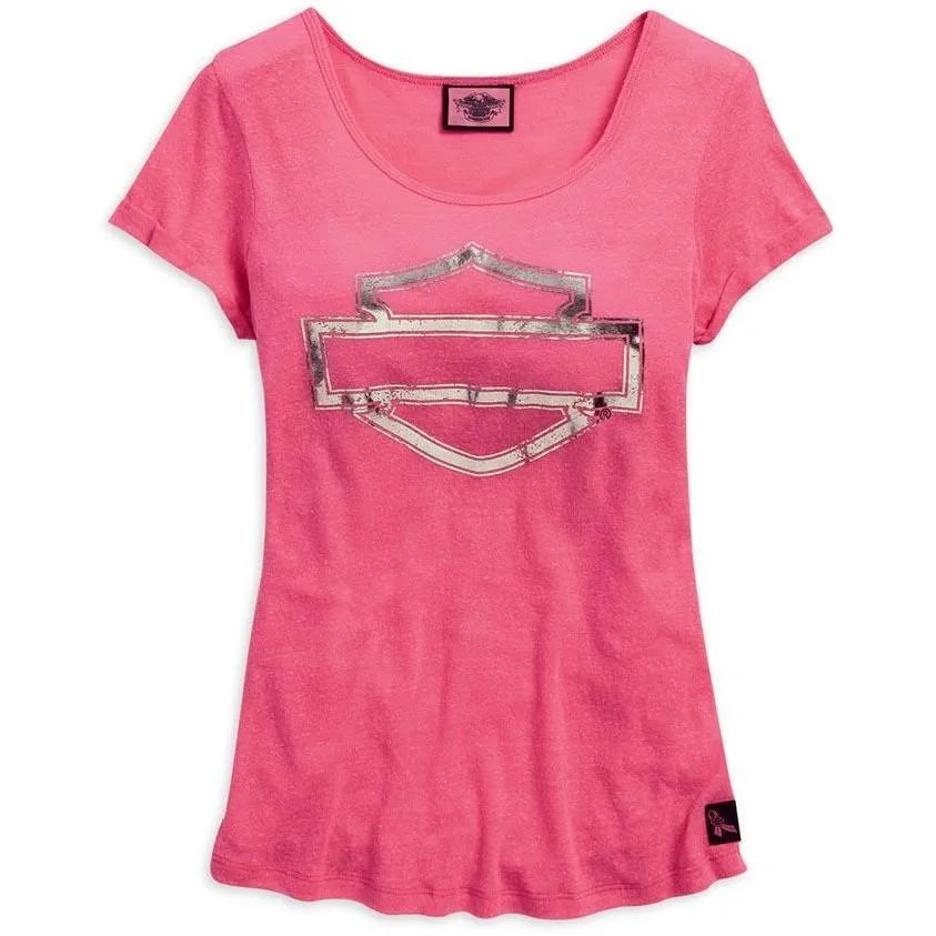 Harley-Davidson™ Women's Tee, Pink Label Metallic Bar & Shield 99119-15VW