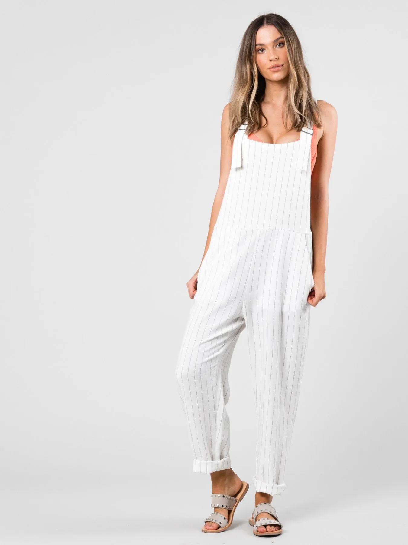 Heartbreaker Stripe Overall - Bright White