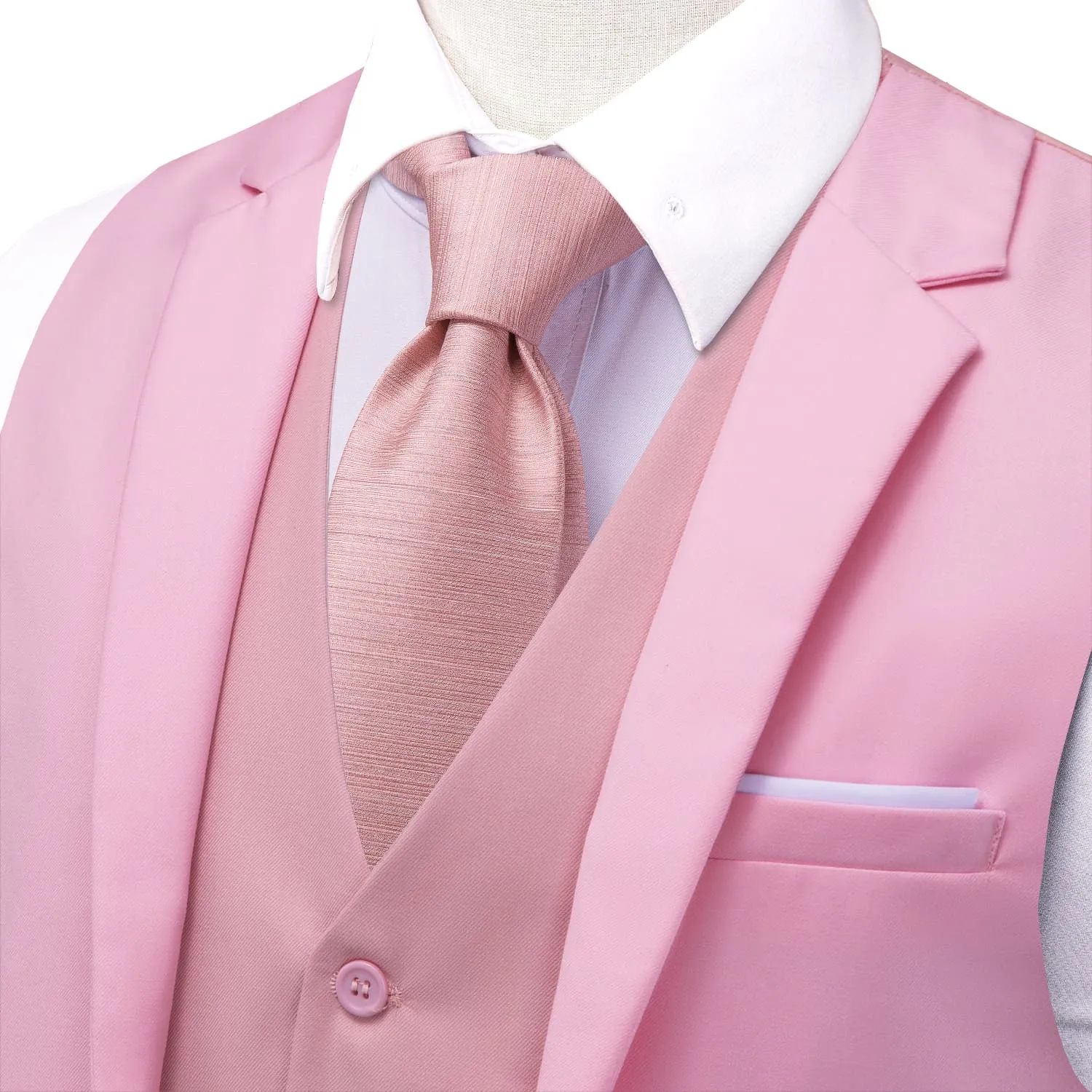 Hi-Tie Suit Vest Layered Waistcoat Pink LightCoral Vests for Wedding