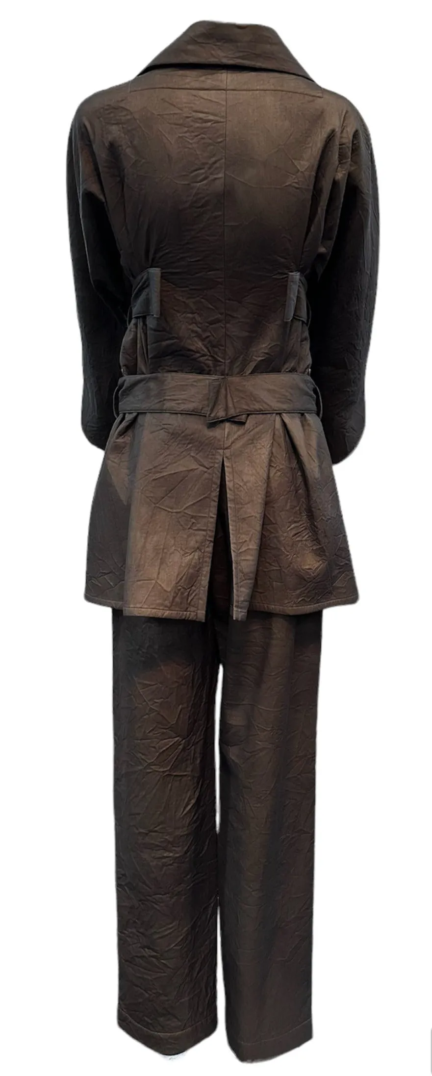 Issey Miyake 90s Iridescent Brown Oversized Obi Waist Pantsuit